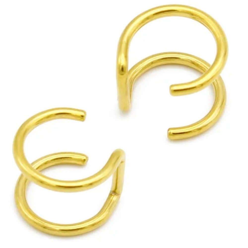 Pair of Double Ear Cuff Clip Earnings Silver Color - Picture 2 of 7